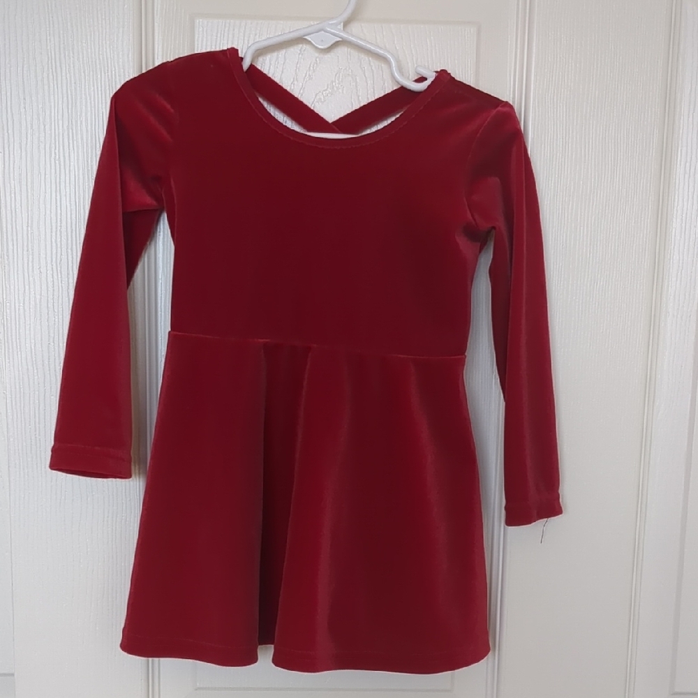 Elegant Red Velvet Kids Dress 18-24 Months